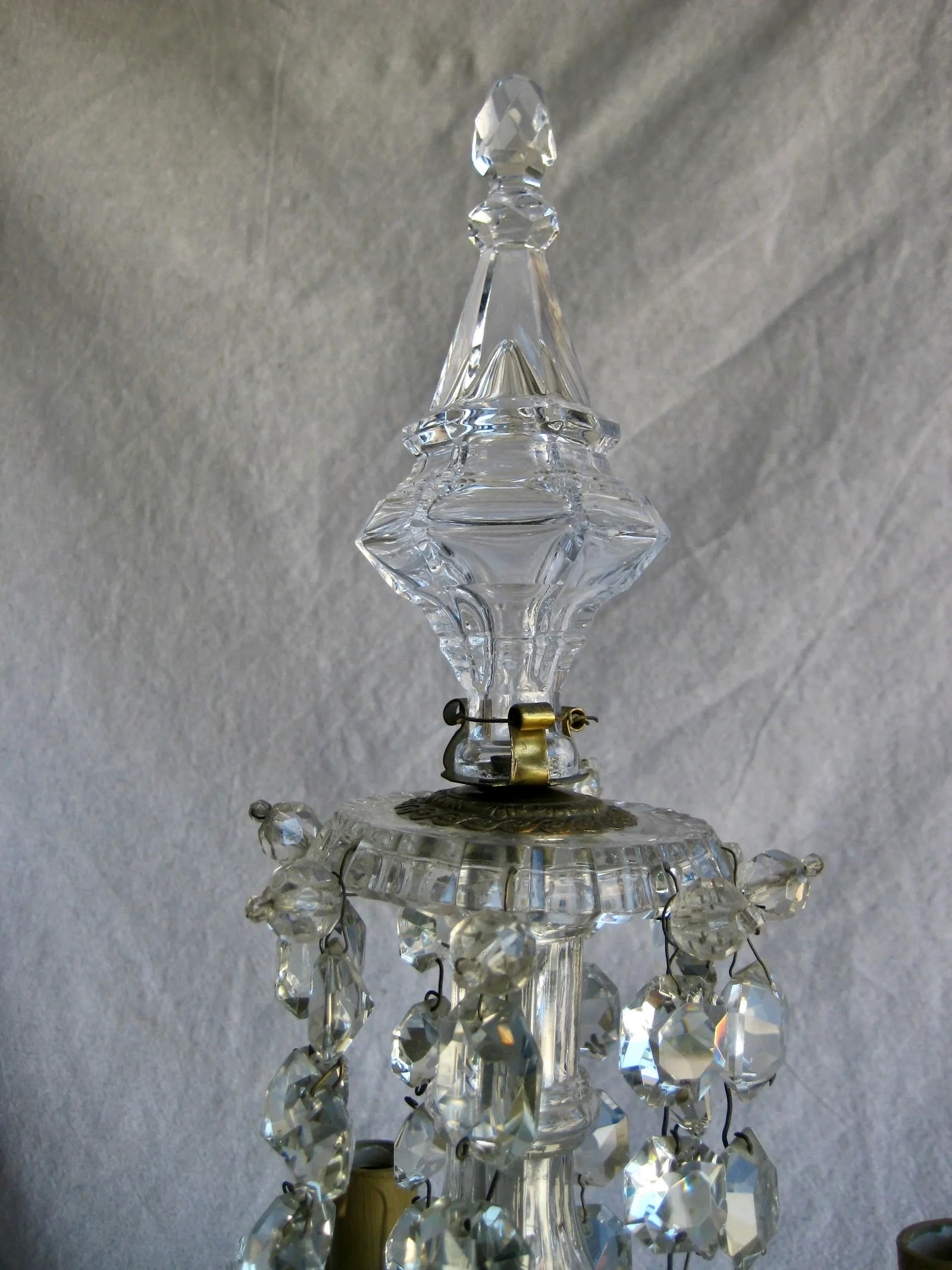 Pair of Crystal Guirandole Lamps, Napoleon III Sevres Style Late 19th Century - 5