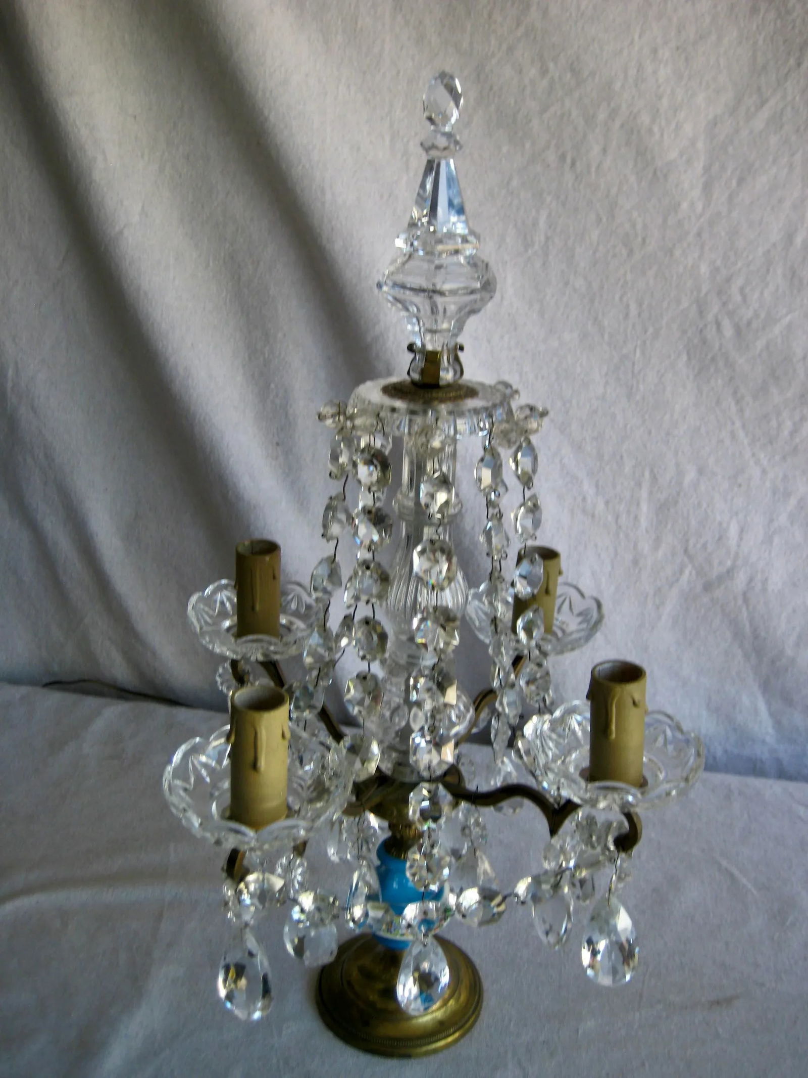 Pair of Crystal Guirandole Lamps, Napoleon III Sevres Style Late 19th Century - 8