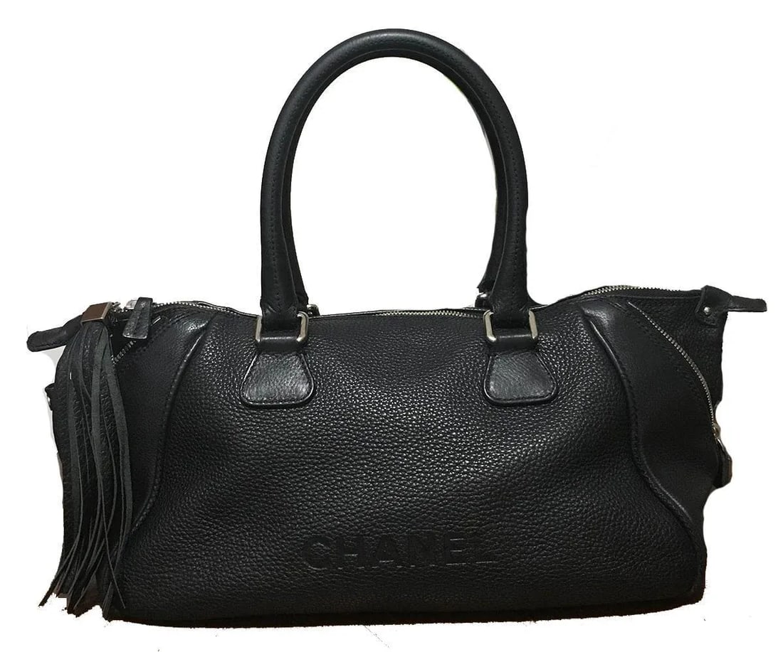 Chanel Lax Black Leather Tassel Bag - 3