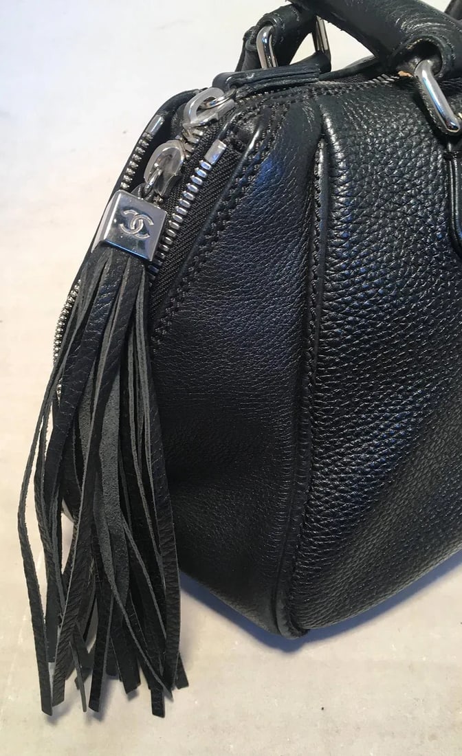 Chanel Lax Black Leather Tassel Bag - 5