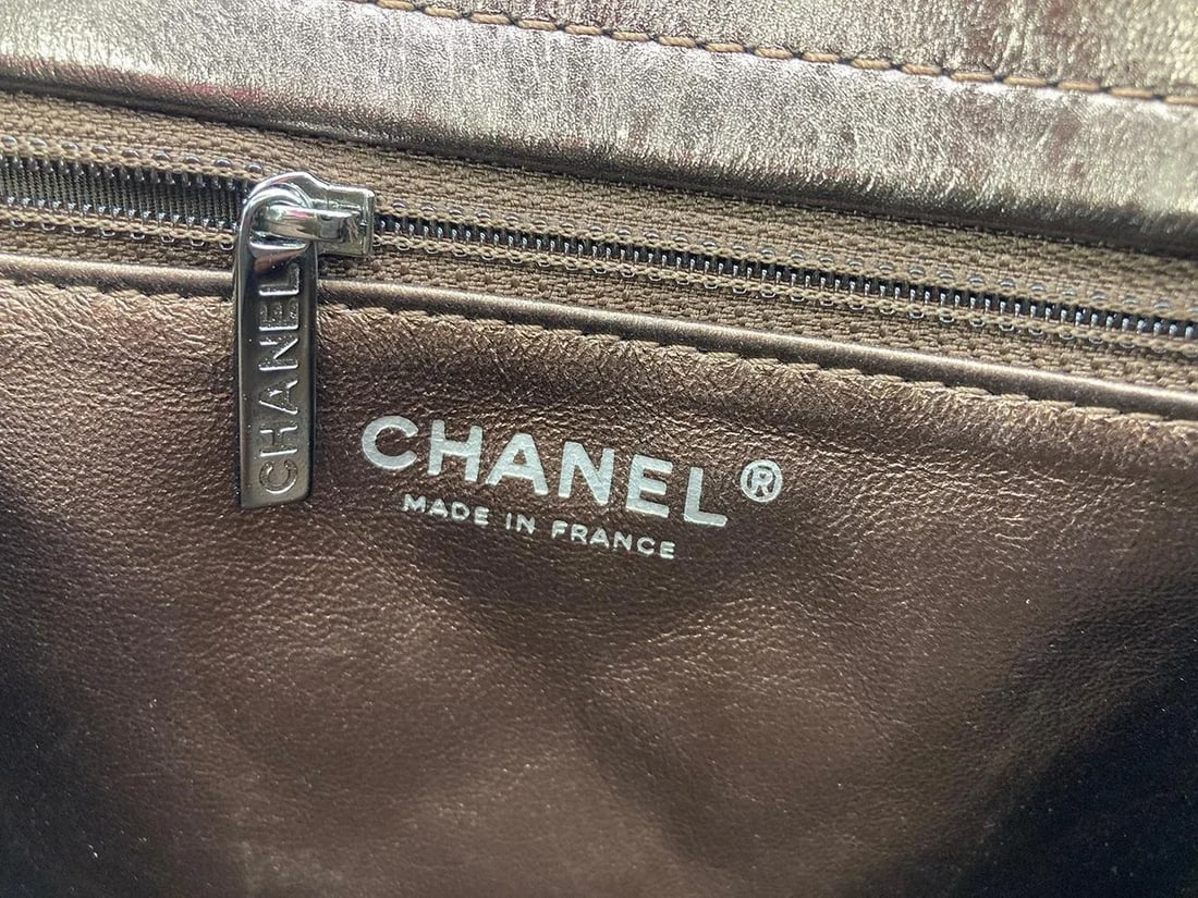 Chanel Metallic Bronze Quilted Leather Classic Flap Shopping Tote - 3