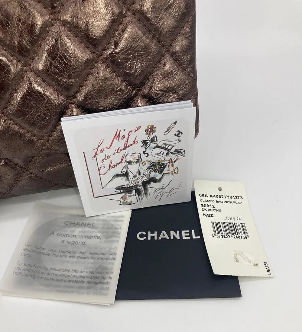 Chanel Metallic Bronze Quilted Leather Classic Flap Shopping Tote - 6