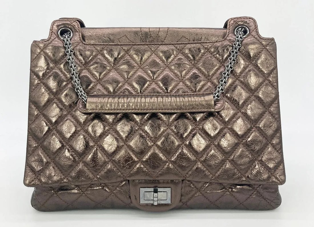 Chanel Metallic Bronze Quilted Leather Classic Flap Shopping Tote - 7