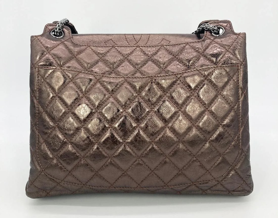 Chanel Metallic Bronze Quilted Leather Classic Flap Shopping Tote - 8