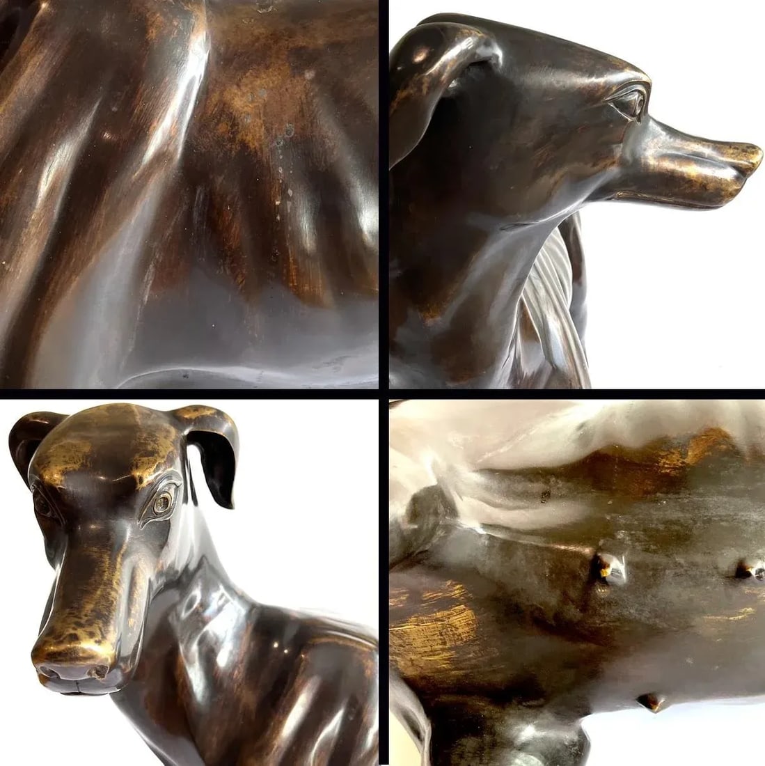 Life-Sized Italian Bronze Whippets Greyhounds - a Pair - 12