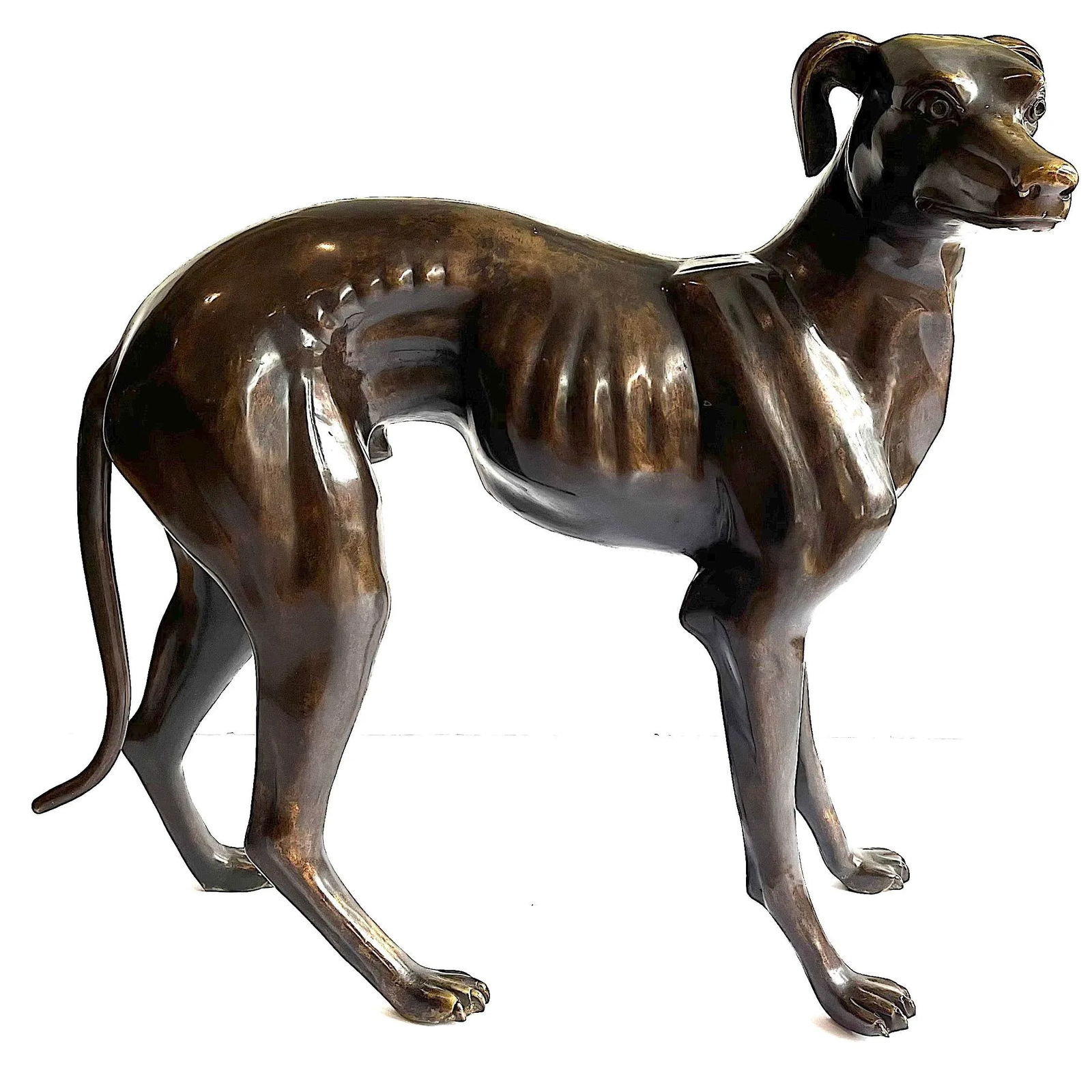 Life-Sized Italian Bronze Whippets Greyhounds - a Pair - 3