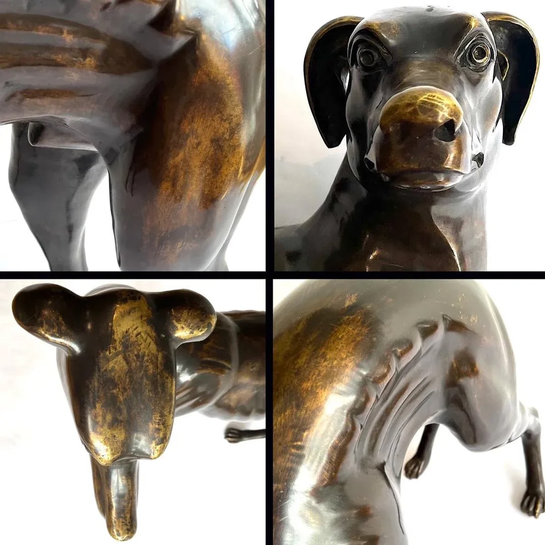 Life-Sized Italian Bronze Whippets Greyhounds - a Pair - 7