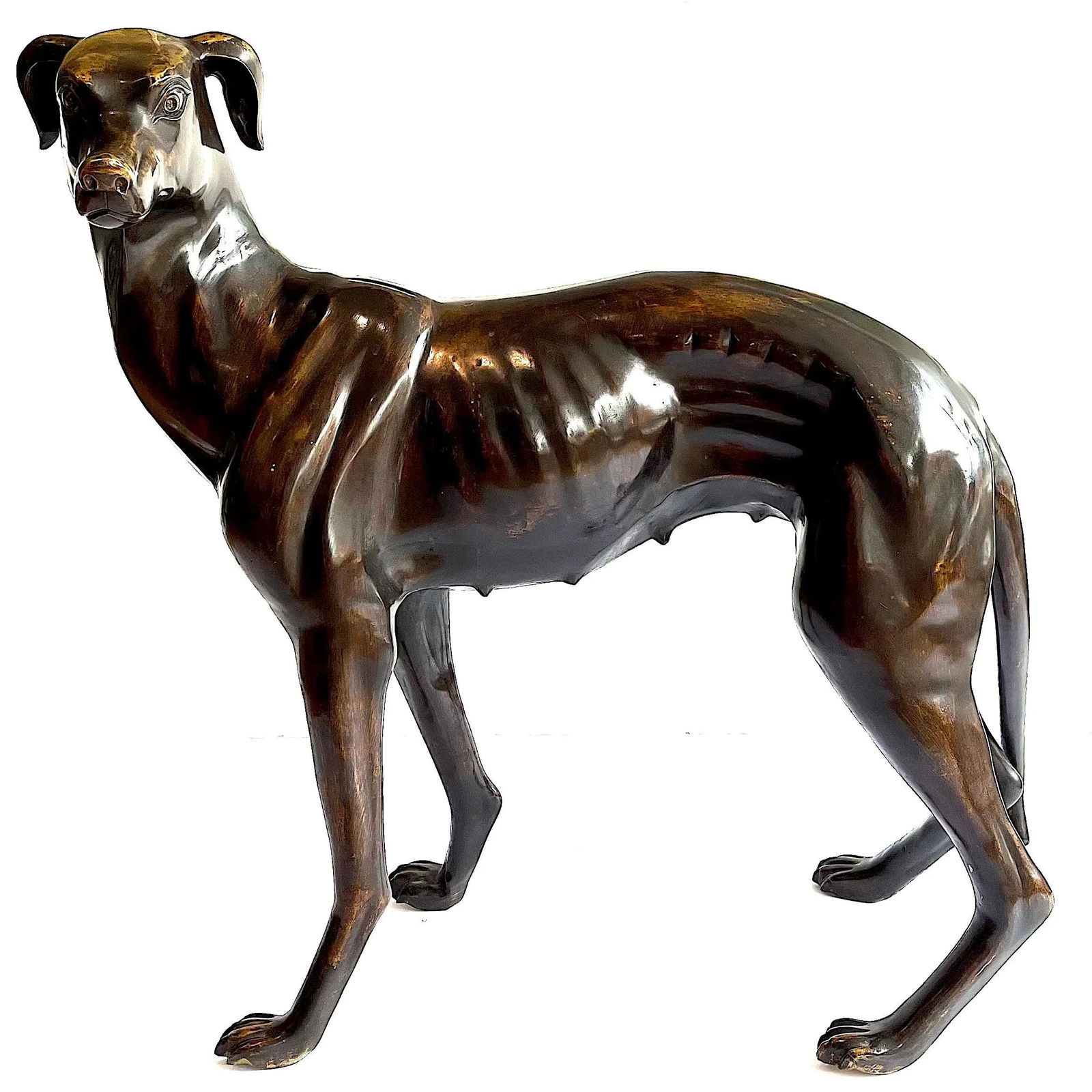 Life-Sized Italian Bronze Whippets Greyhounds - a Pair - 8