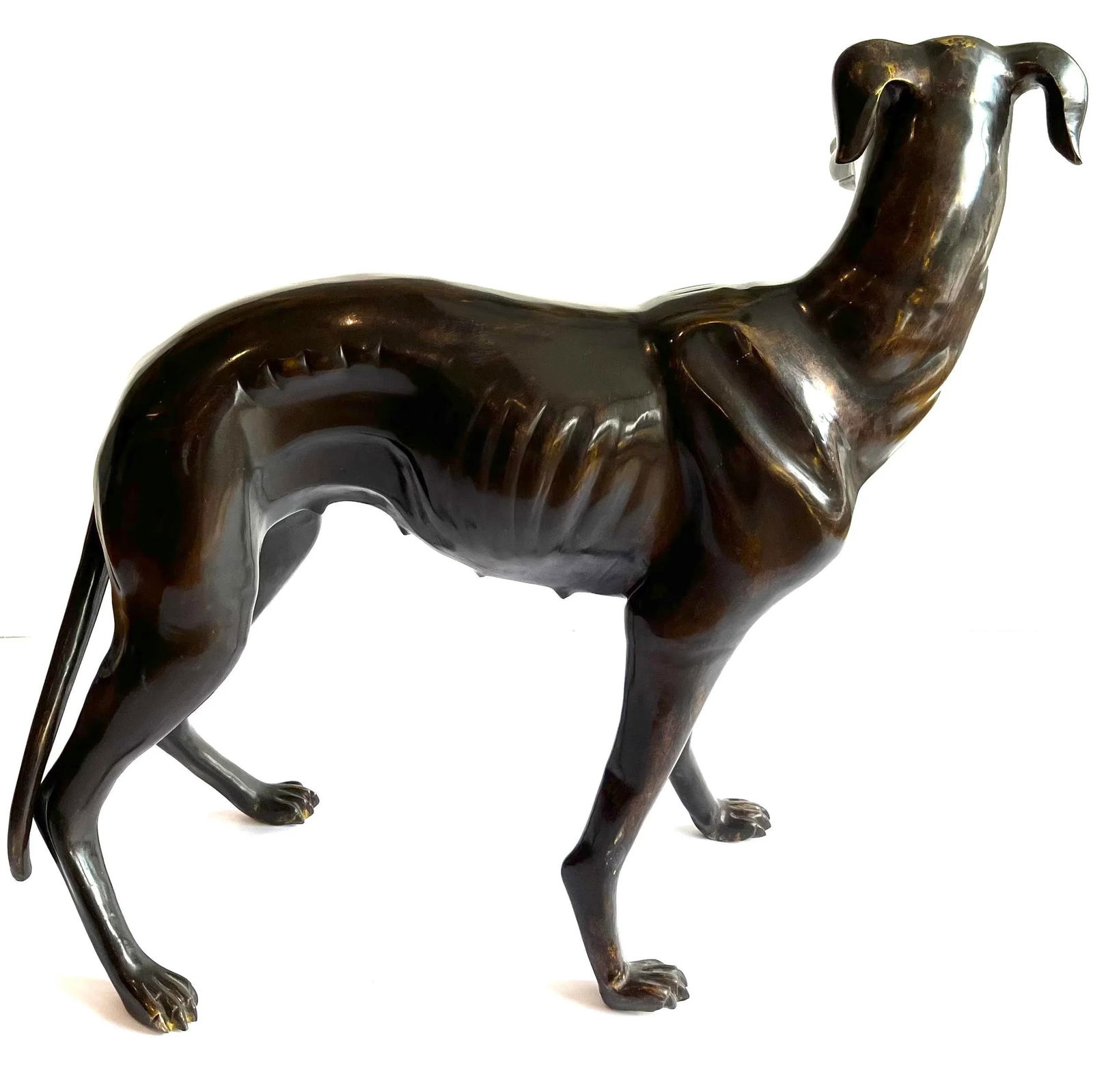 Life-Sized Italian Bronze Whippets Greyhounds - a Pair - 9