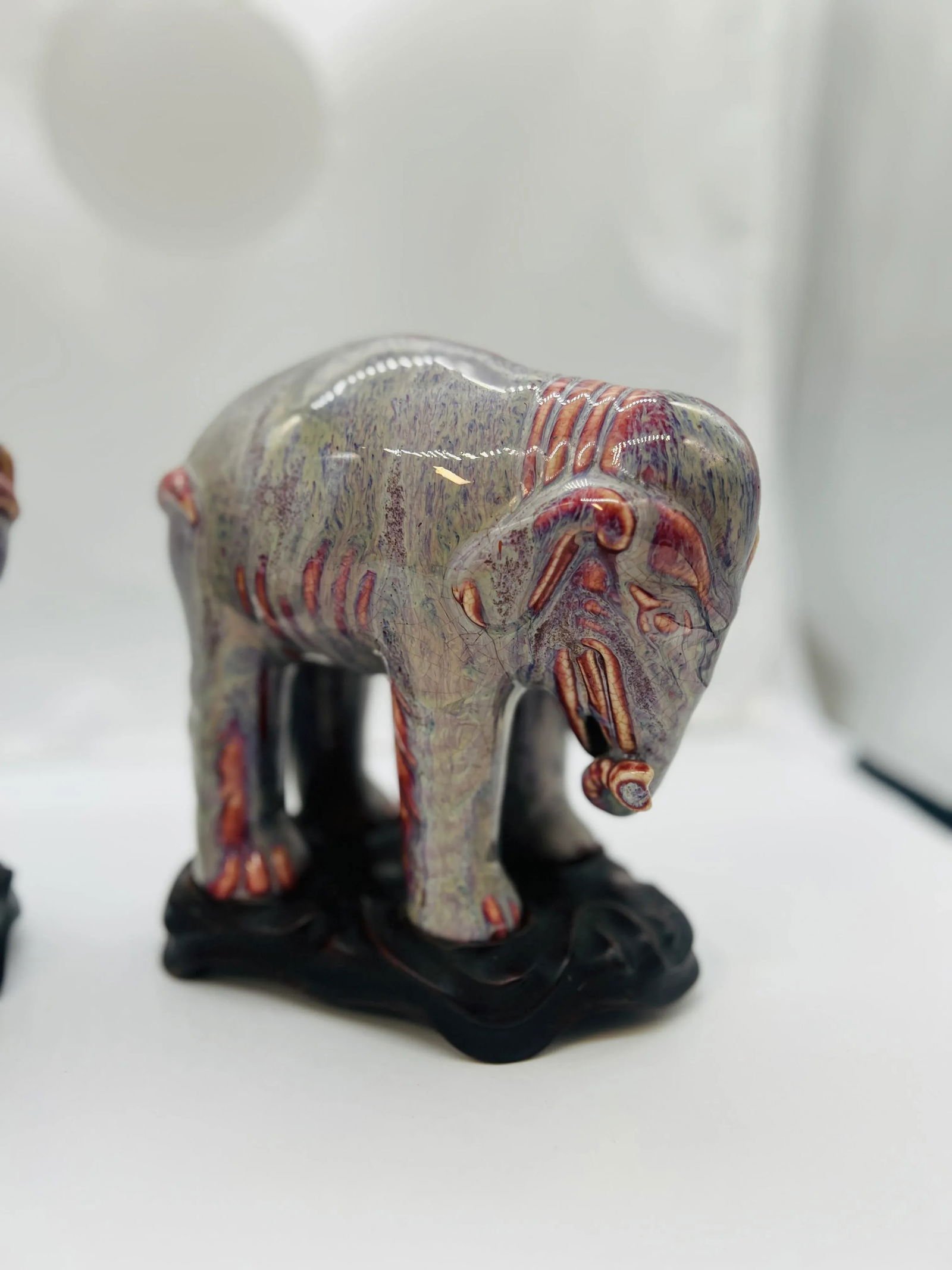 Magnificent Antique Chinese Porcelain Porcelain Flambe Glazed Elephants - Pair - 2