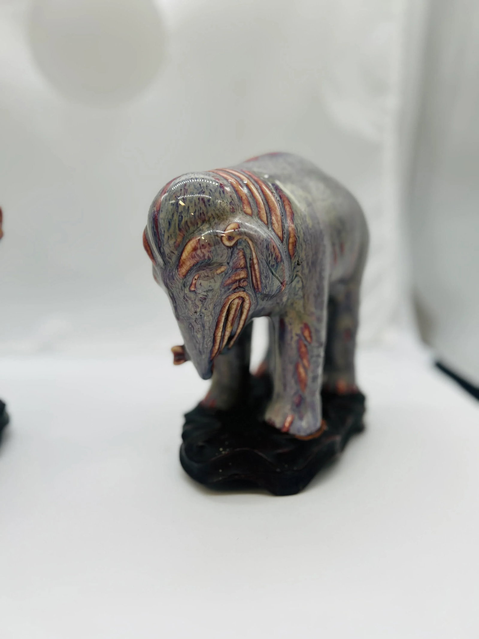 Magnificent Antique Chinese Porcelain Porcelain Flambe Glazed Elephants - Pair - 4