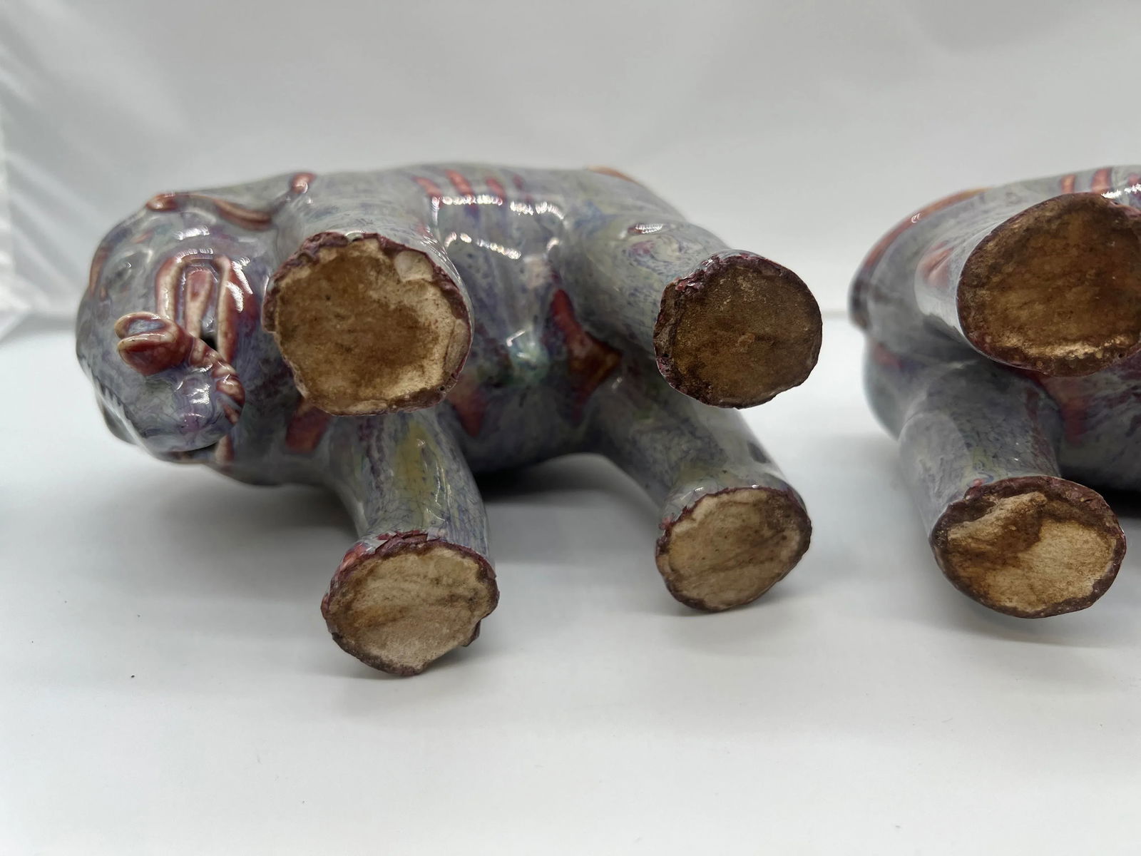 Magnificent Antique Chinese Porcelain Porcelain Flambe Glazed Elephants - Pair - 7