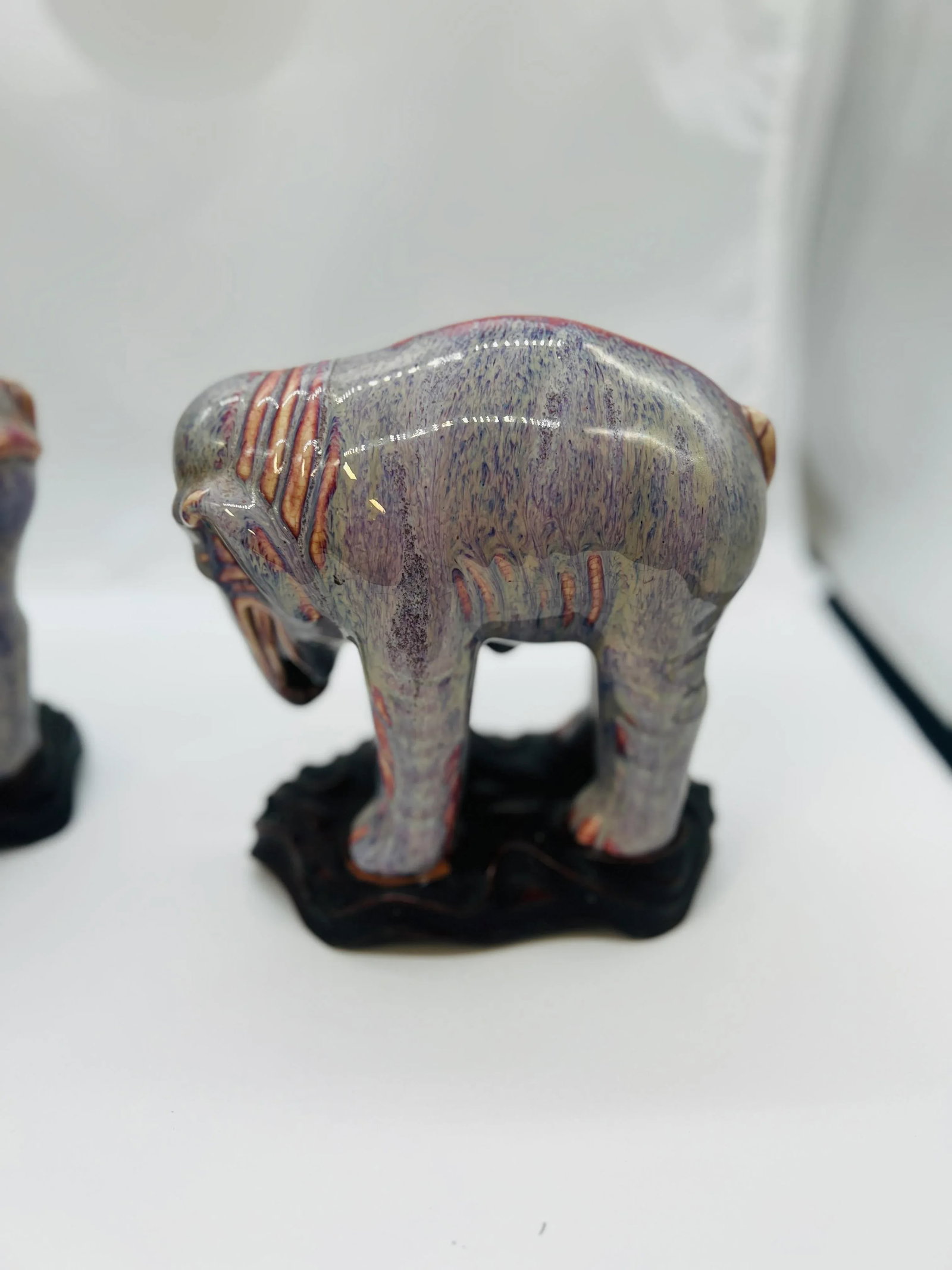 Magnificent Antique Chinese Porcelain Porcelain Flambe Glazed Elephants - Pair - 9