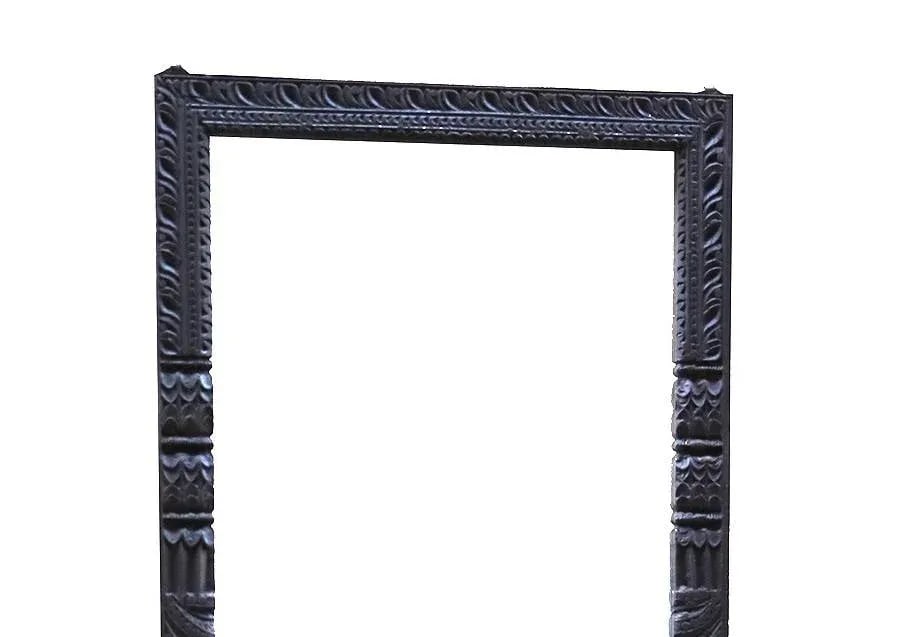 Vintage Hand Carved Door Frame Repurposed Floor Mirror - 2