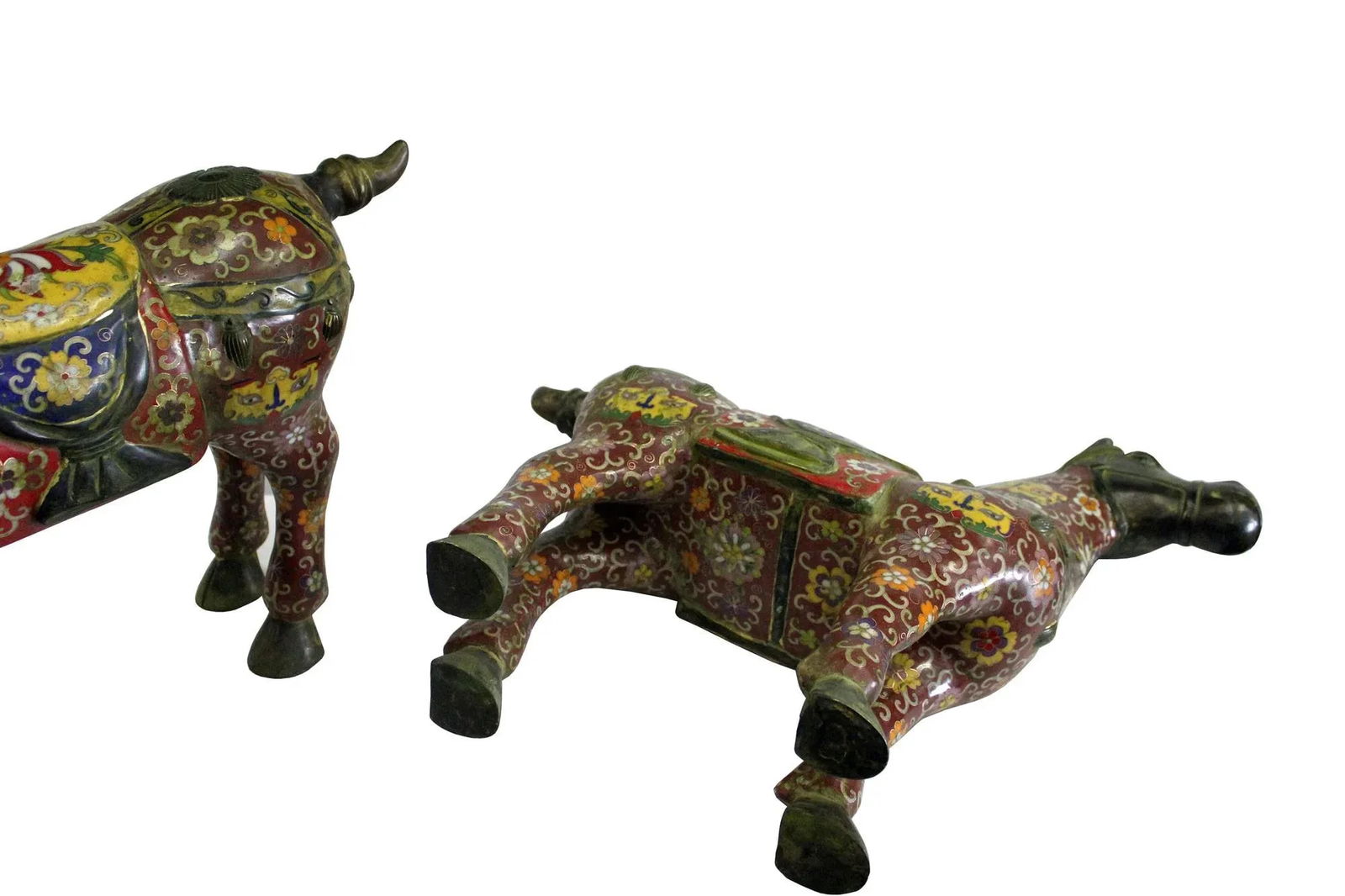 Chinese Brown Enamel Cloisonne Metal Horse Figures - a Pair - 7
