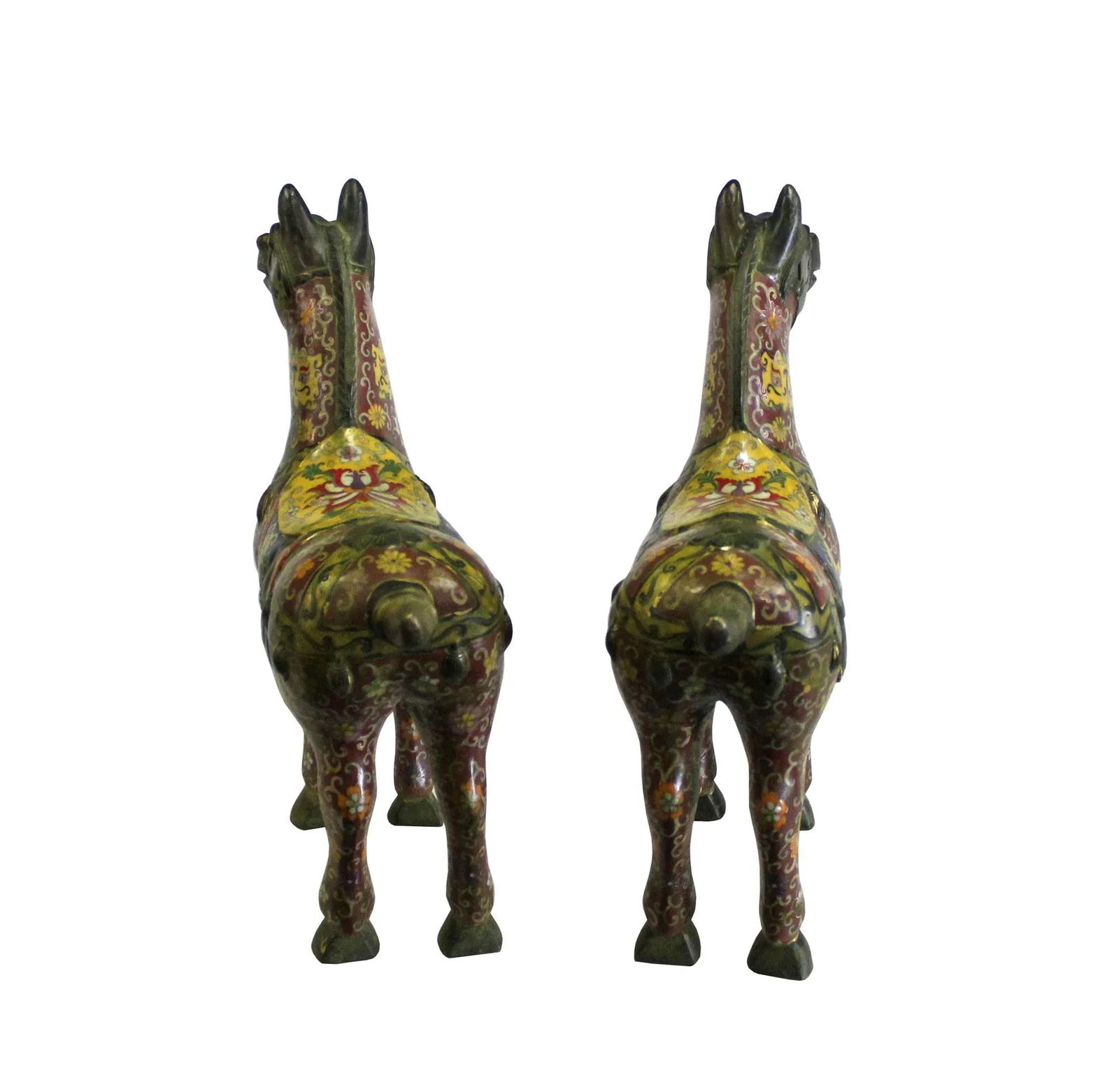 Chinese Brown Enamel Cloisonne Metal Horse Figures - a Pair - 8