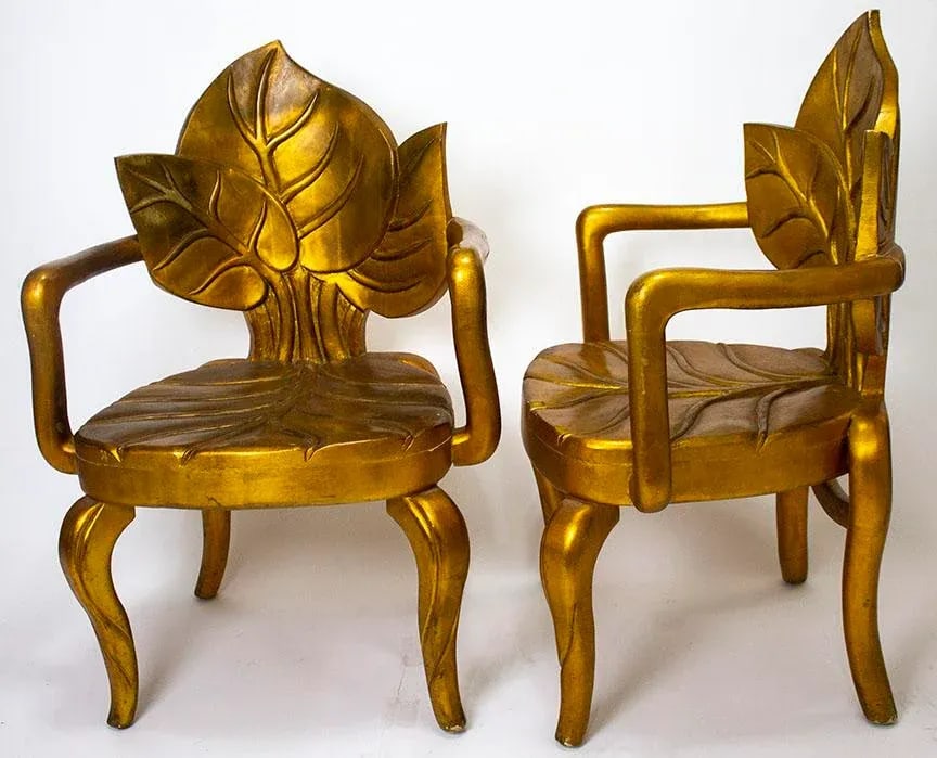 Bartolozzi & Maioli Italian Carved Wooden Leaf Chairs - a Pair - 2