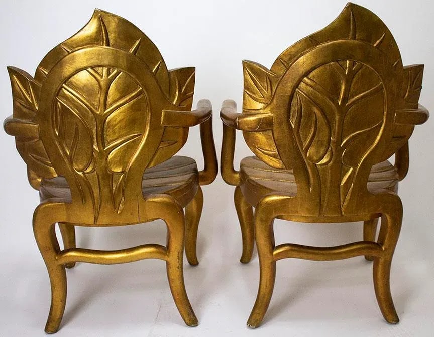 Bartolozzi & Maioli Italian Carved Wooden Leaf Chairs - a Pair - 4