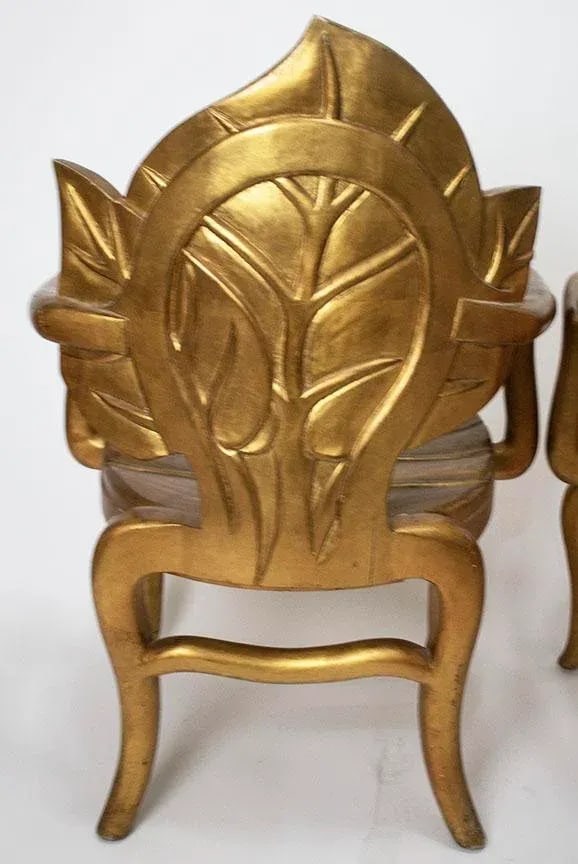 Bartolozzi & Maioli Italian Carved Wooden Leaf Chairs - a Pair - 5