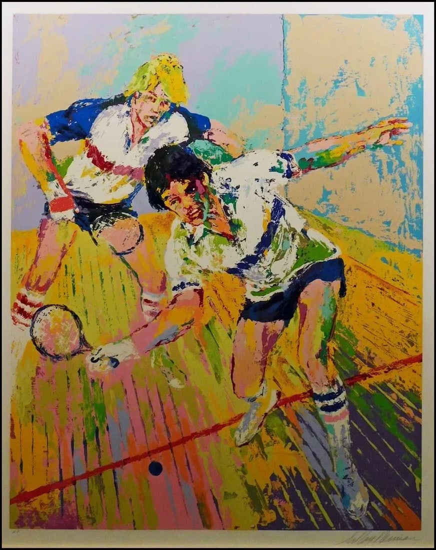 LeRoy Neiman "Racquetball" Hand Signed & Numbered Serigraph Sports Framed - 2