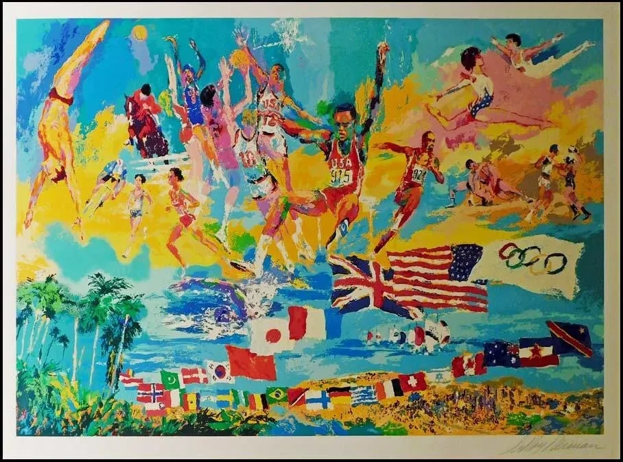 LeRoy Neiman "American Gold" Hand Signed & Numbered Olympic Serigraph - 3