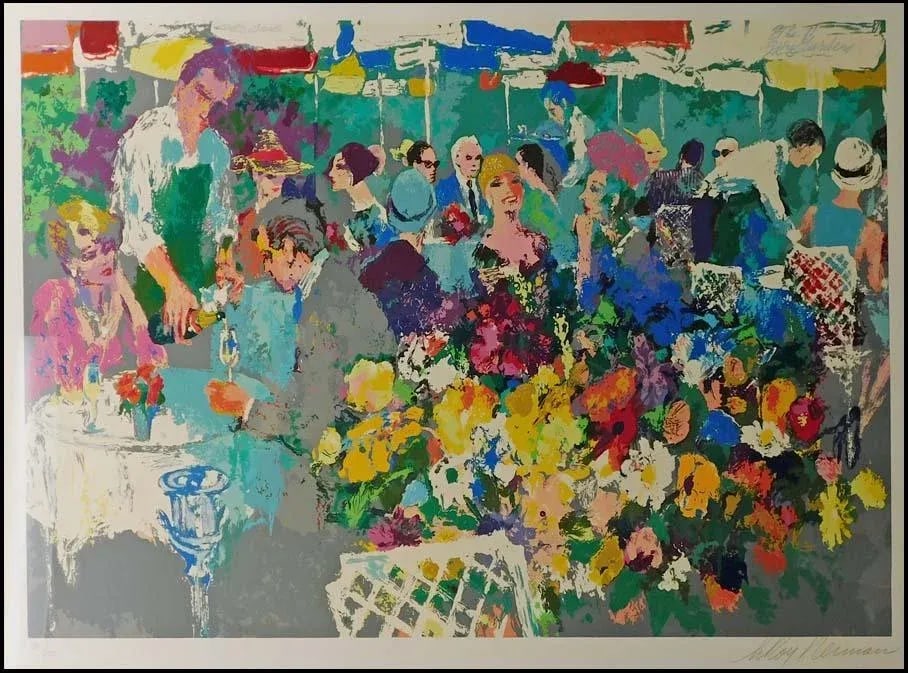LeRoy Neiman Bistro Garden Serigraph Sn Silkscreen With Custom Framed - 2
