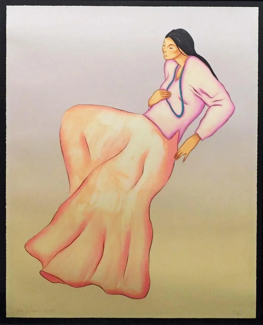 R.C.Gorman "Gala I" Original Lithograph on Paper Artwork Framed - 2