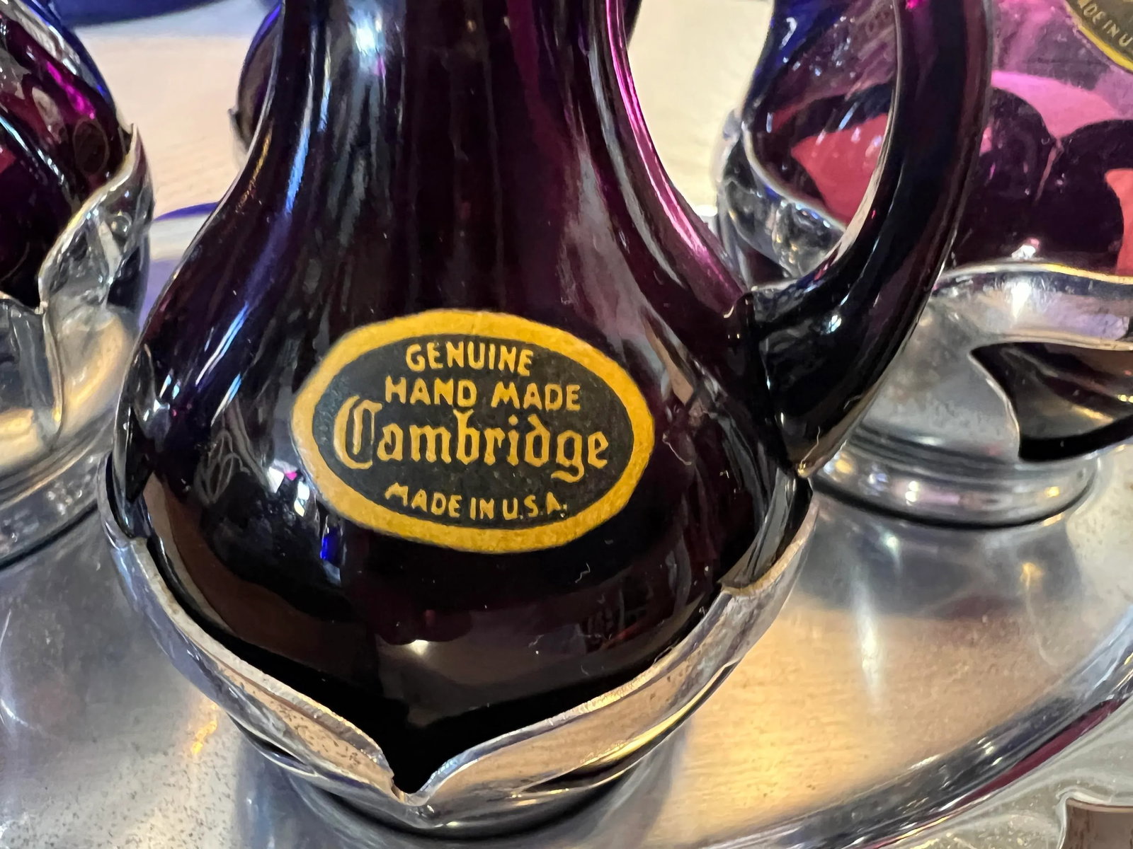 Vintage Purple Cambridge Glass Condiments Set of 5 - 11