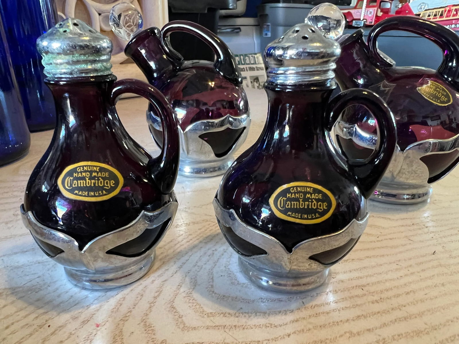 Vintage Purple Cambridge Glass Condiments Set of 5 - 3