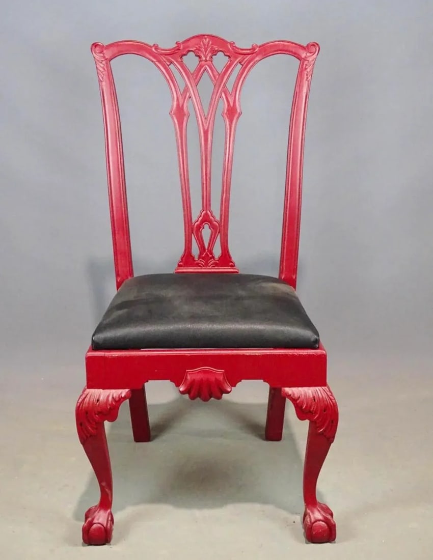 1940s Pair of English Chippendale Style Ball and Claw Foot Dining Chairs - 2