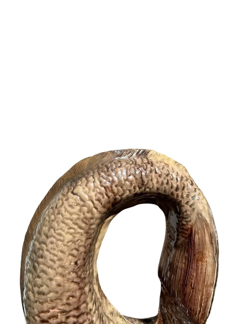 Unusual 19th Century Large Eel Form Majolica Pottery Pitcher - 4