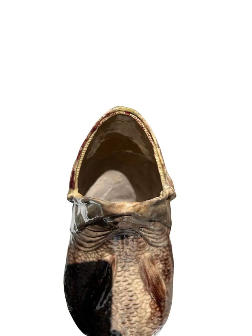 Unusual 19th Century Large Eel Form Majolica Pottery Pitcher - 5