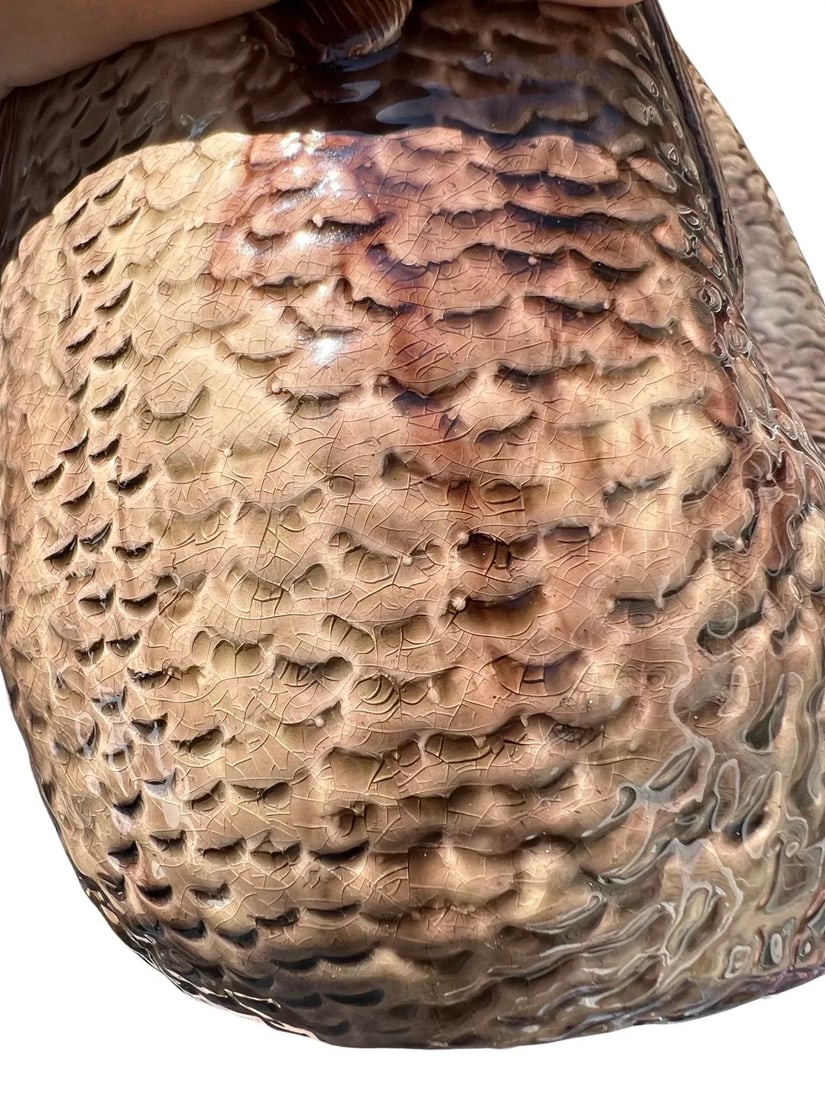 Unusual 19th Century Large Eel Form Majolica Pottery Pitcher - 8