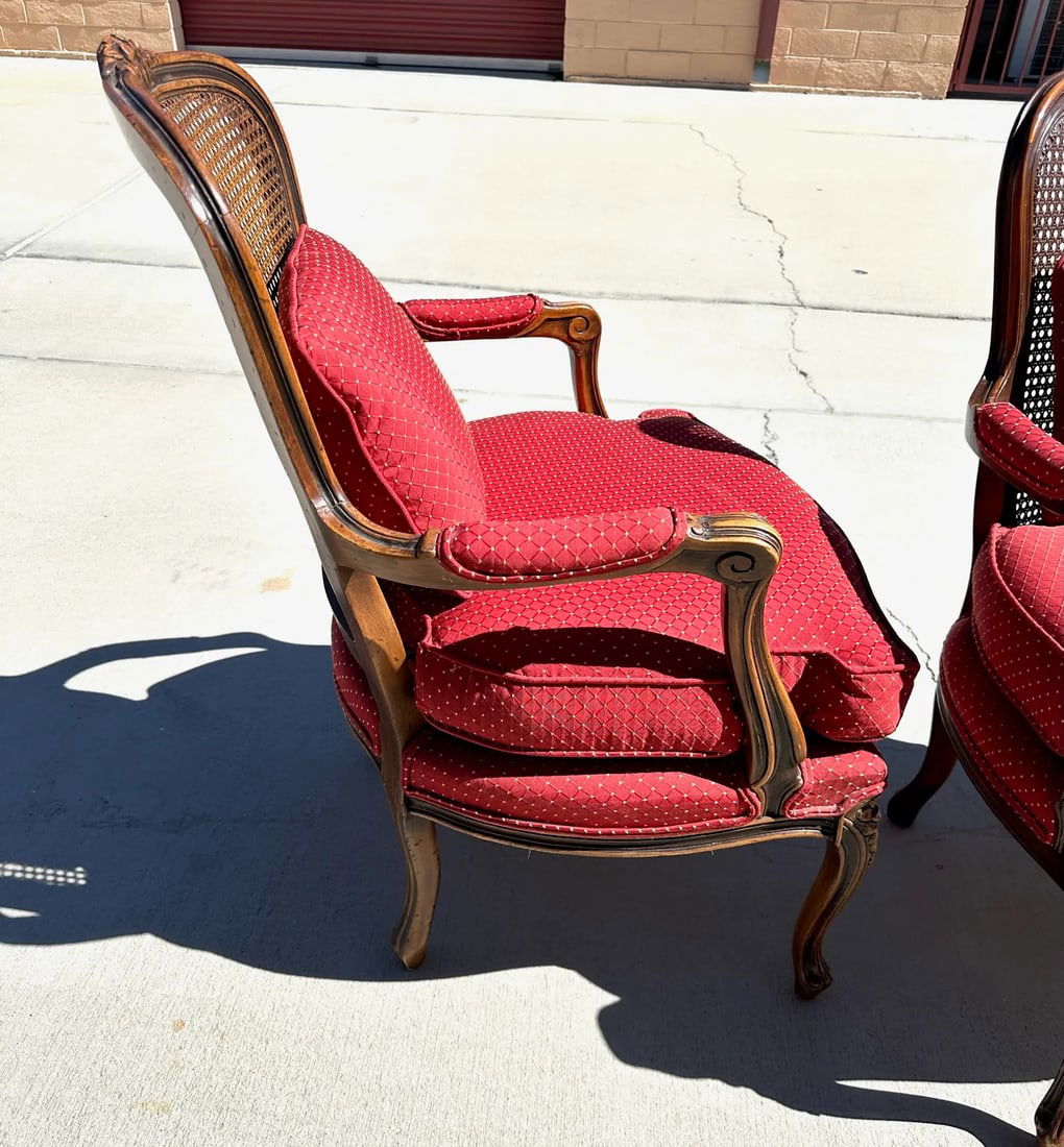 Antique French Louis XV Cane Back Berger's Chairs-A Pair - 2