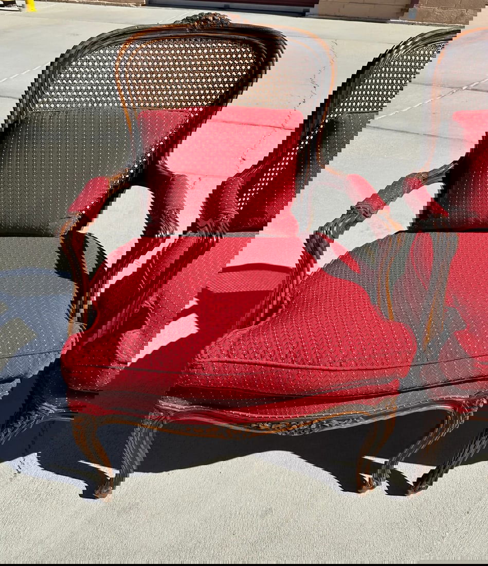 Antique French Louis XV Cane Back Berger's Chairs-A Pair - 4