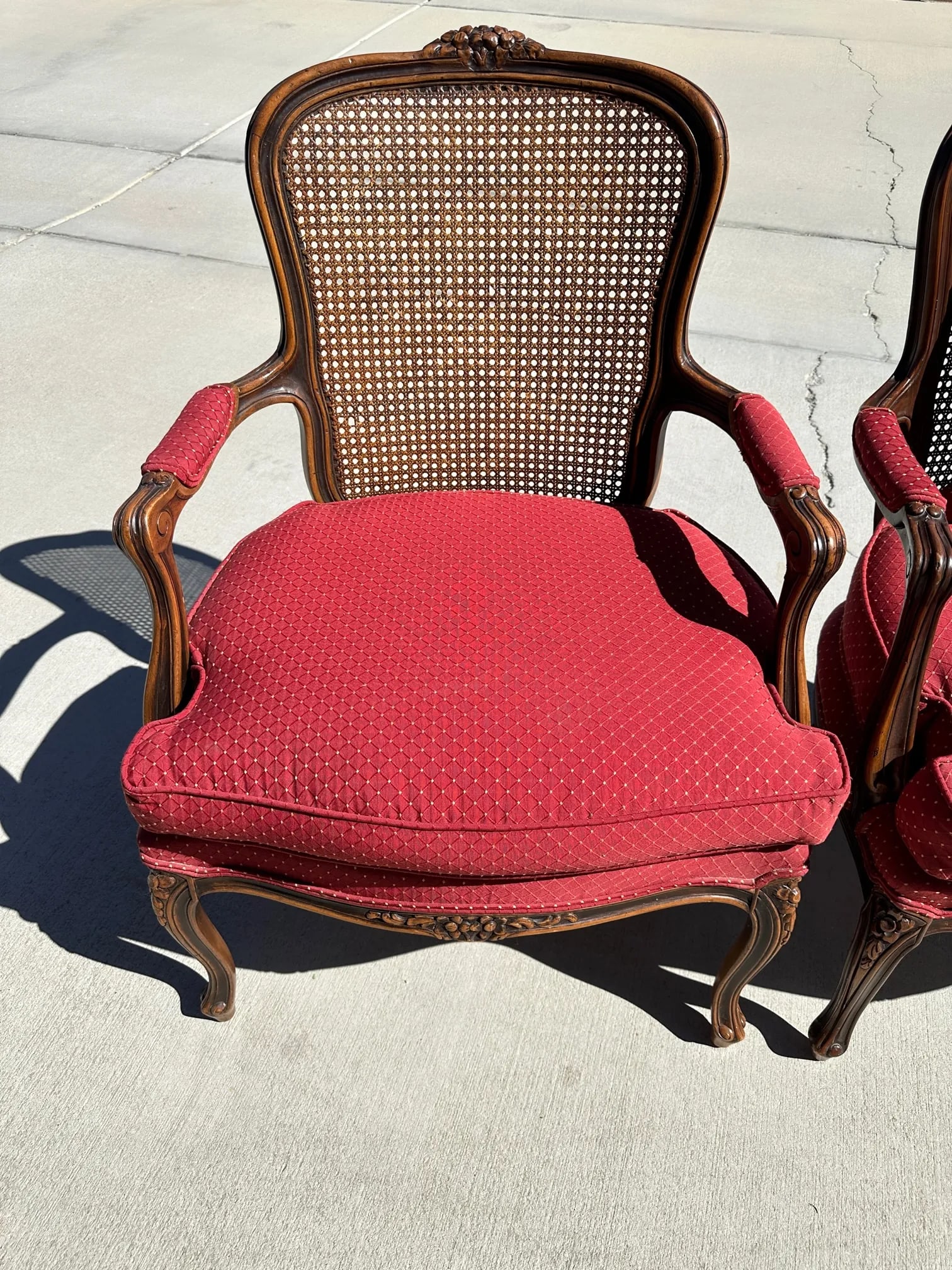 Antique French Louis XV Cane Back Berger's Chairs-A Pair - 6