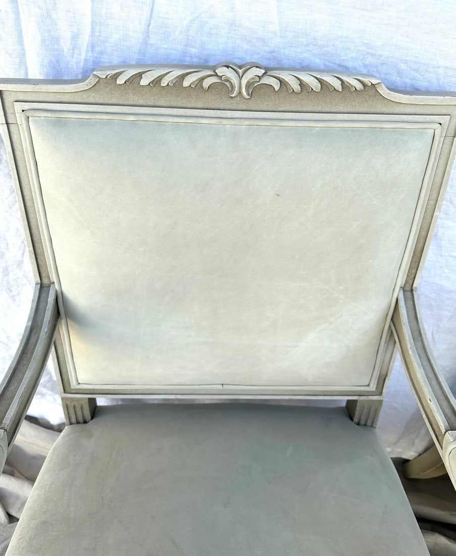 Louis XVI Maison Jansen Style Leather Arm Chairs-A Pair - 2