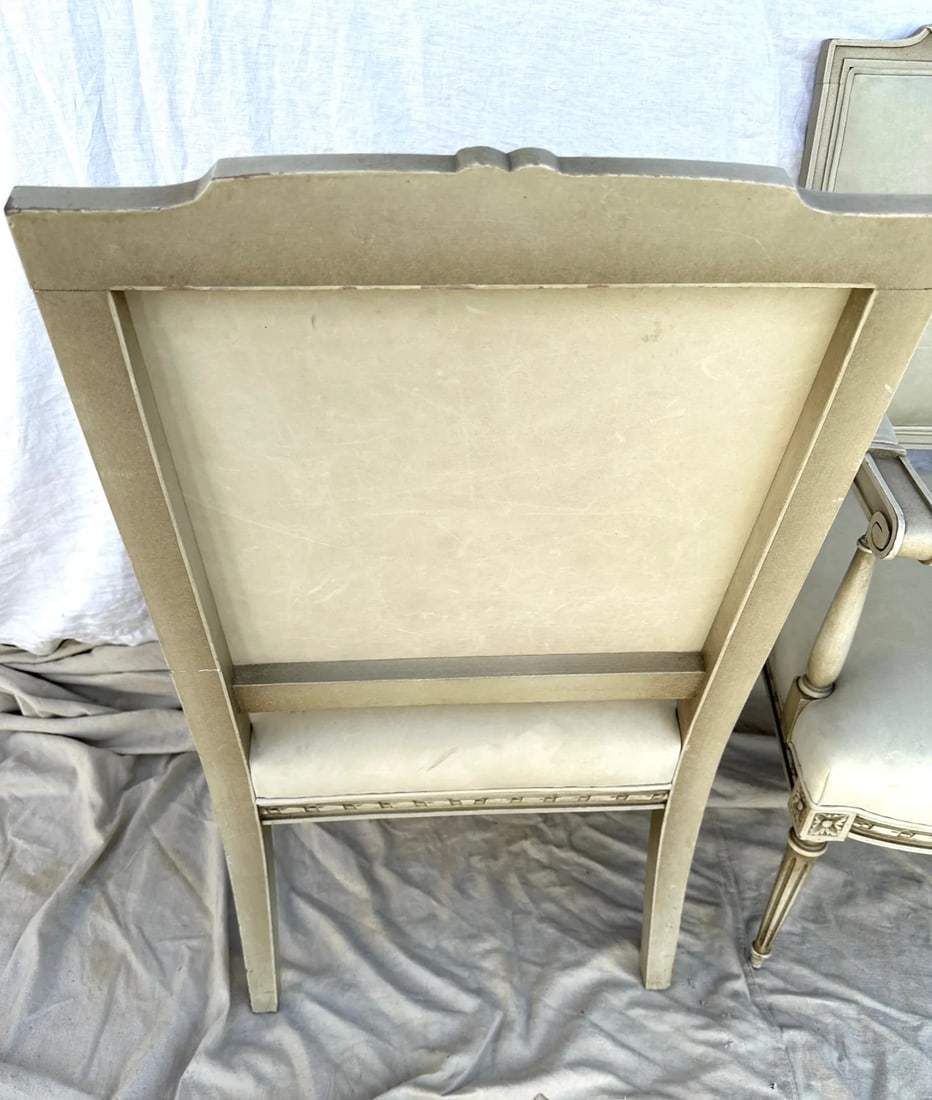 Louis XVI Maison Jansen Style Leather Arm Chairs-A Pair - 7