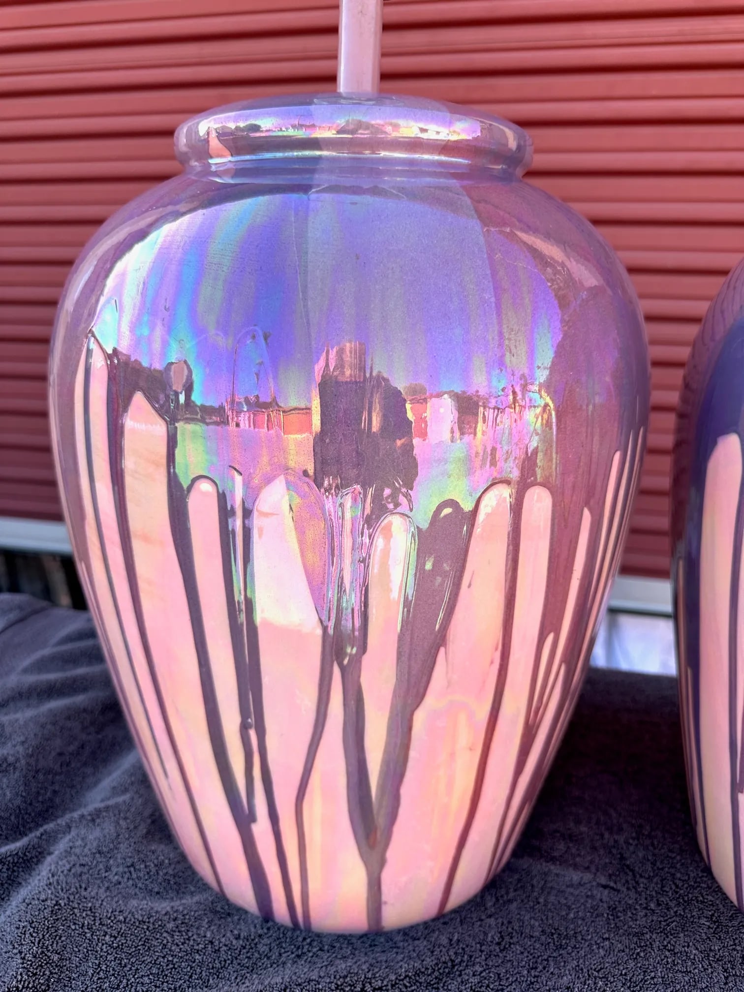 Vintage Iridescent Drip Glaze Ginger Jar Table Lamps-A Pair - 4