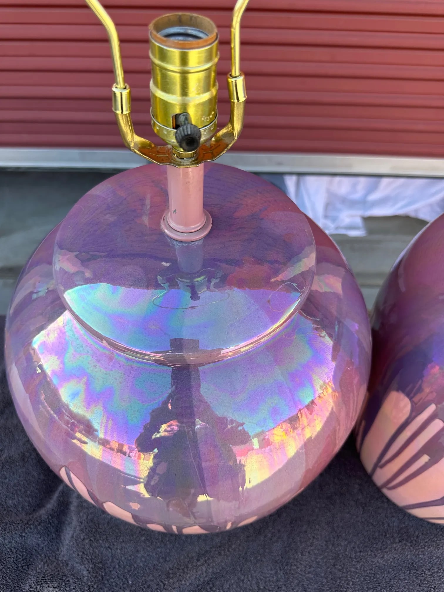 Vintage Iridescent Drip Glaze Ginger Jar Table Lamps-A Pair - 9