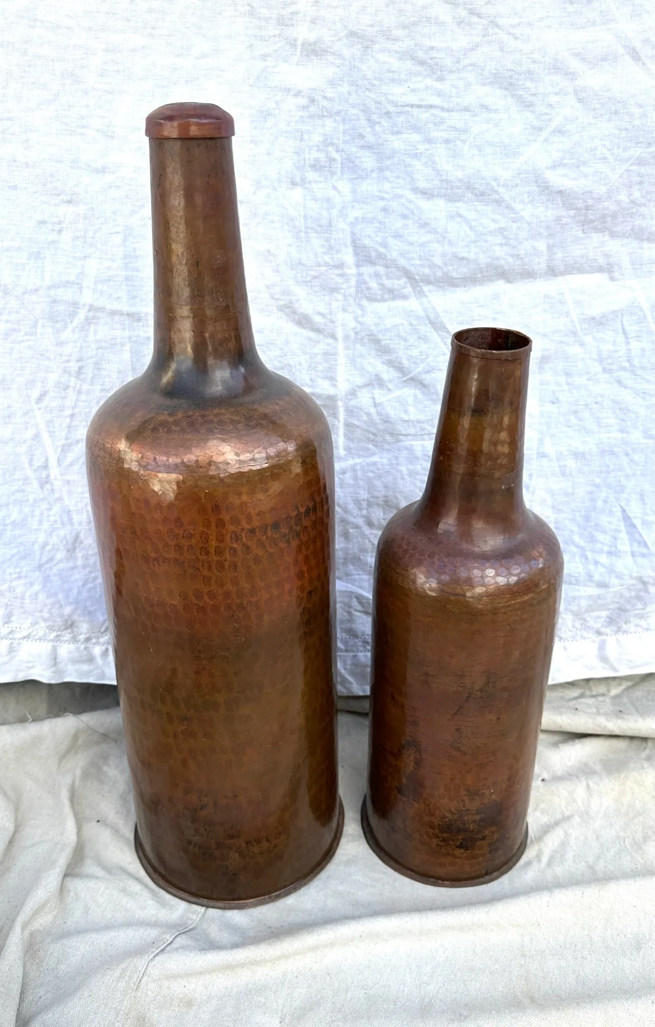 Vintage Hammered Copper Decor Bottles-A Pair - 3