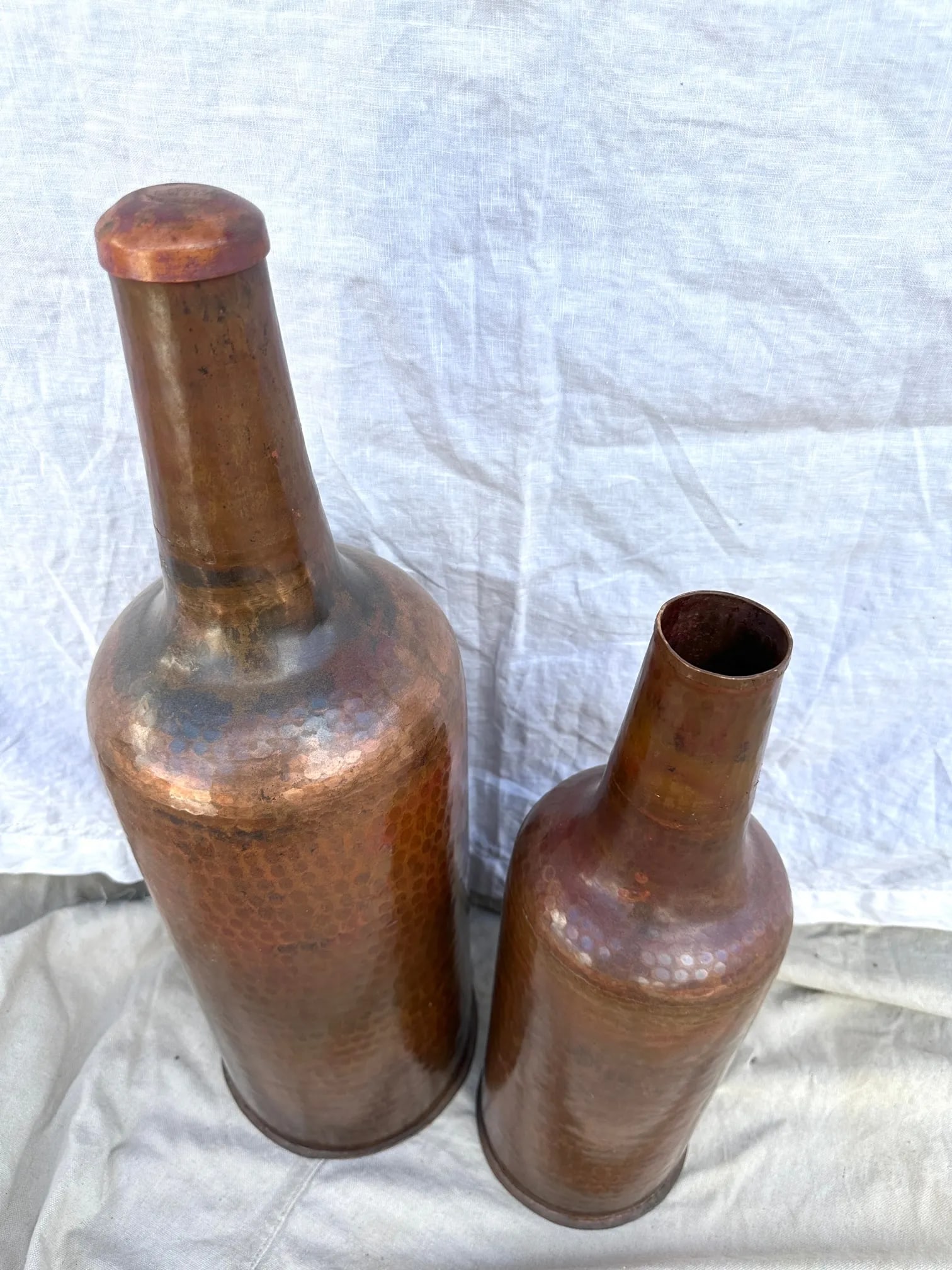 Vintage Hammered Copper Decor Bottles-A Pair - 5
