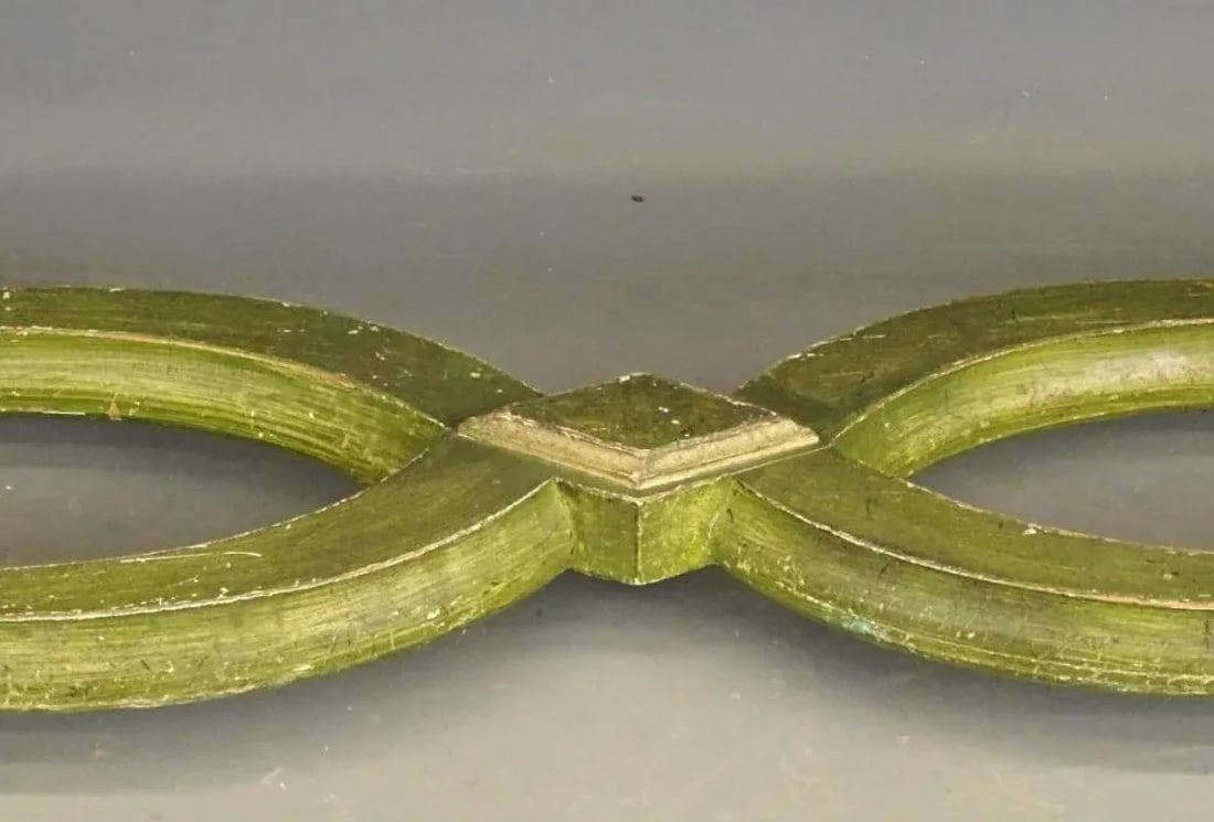 1950s Faux Malachite Topped Sofa or Hall Table With a Distressed Green Base and Legs French in Style - 5