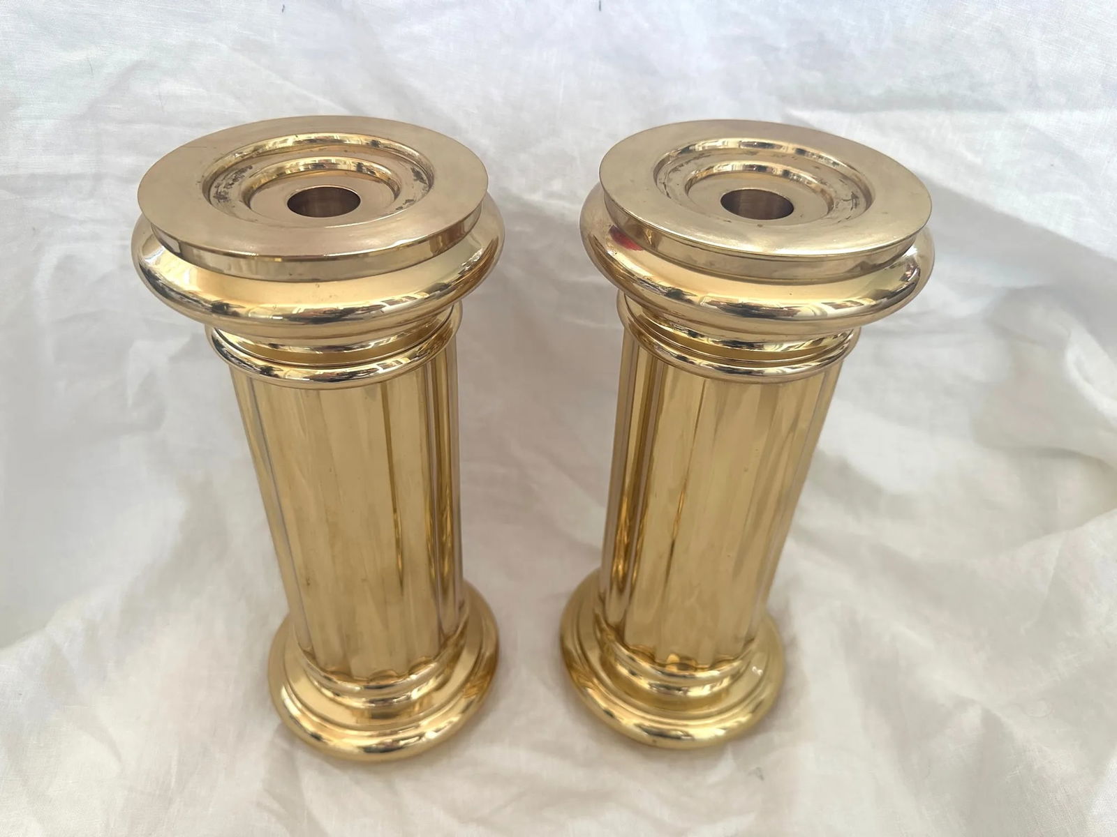 Brass Roman Doric Column Candle Holders-A Pair - 4