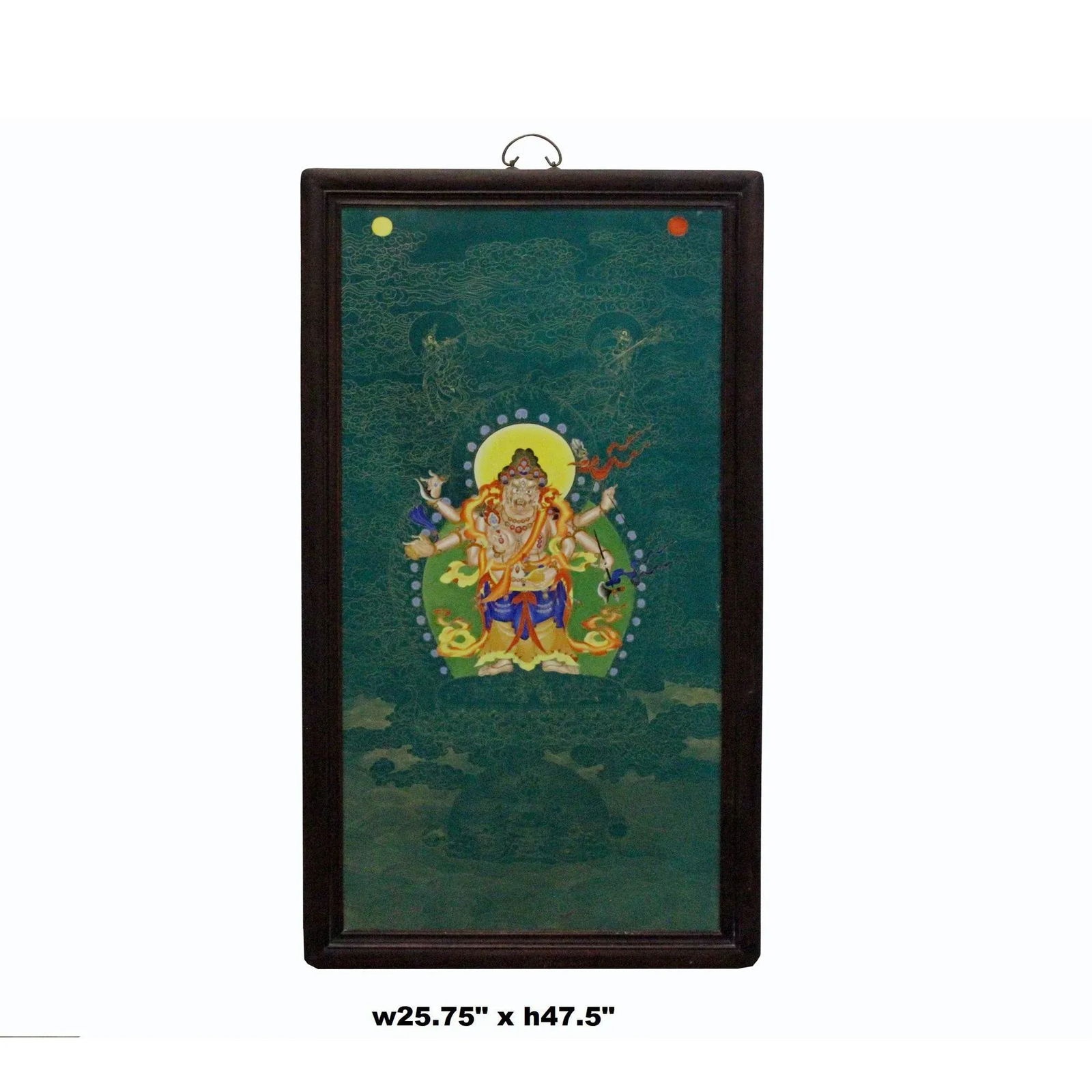 Chinese Porcelain Teal Blue Tibetan Deity Painting Wall Decor - 9