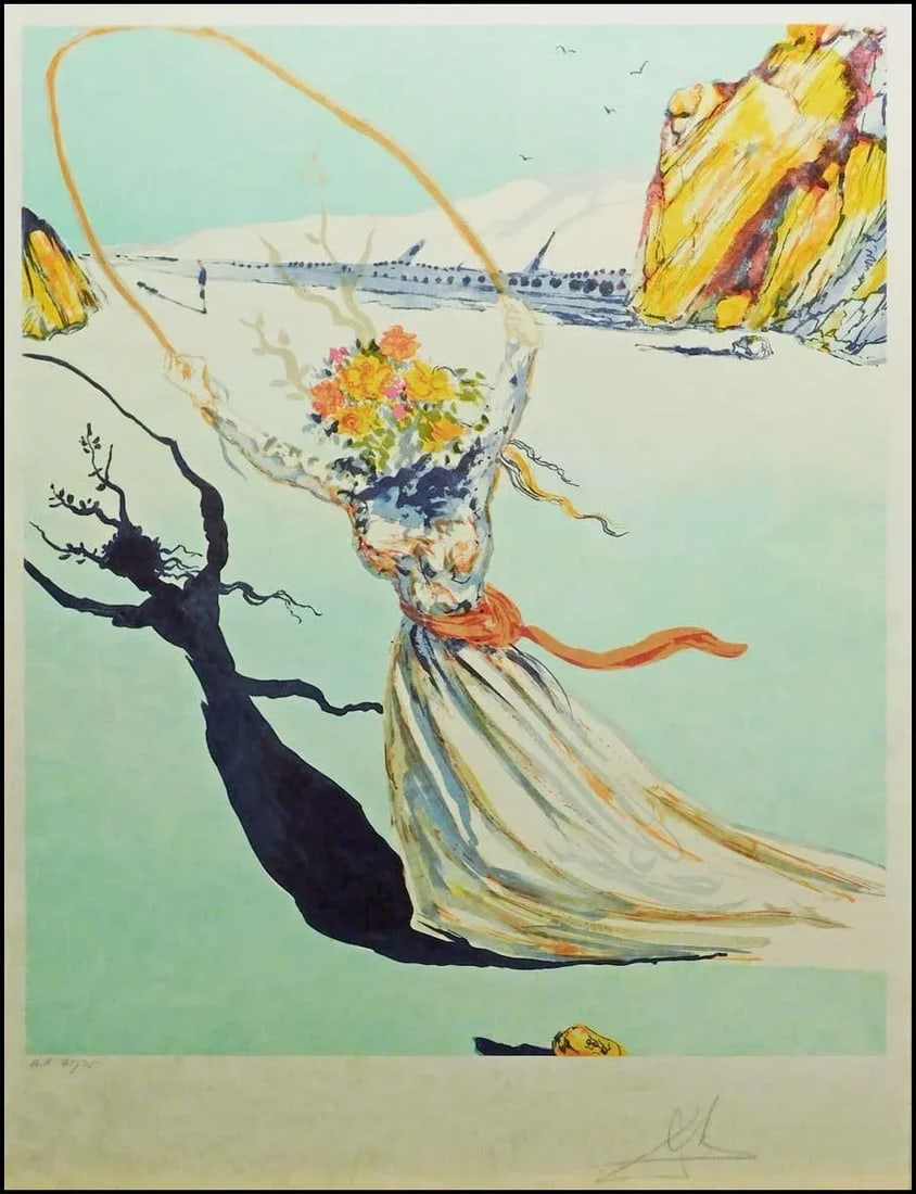 1970s Salvador Dali "Transcendent Passage" Japon Paper Hand Signed With Custom Framed - 2