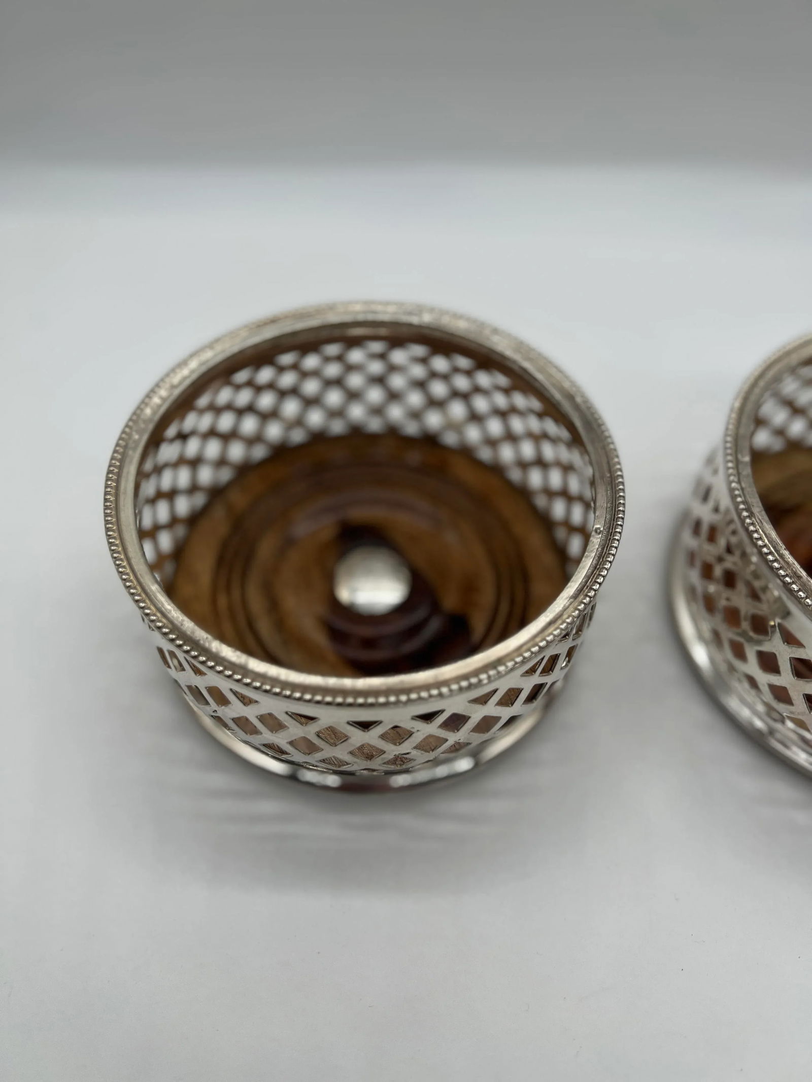 Pair, English Royal Castle Sheffield Bottle Holder or Coasters - 3