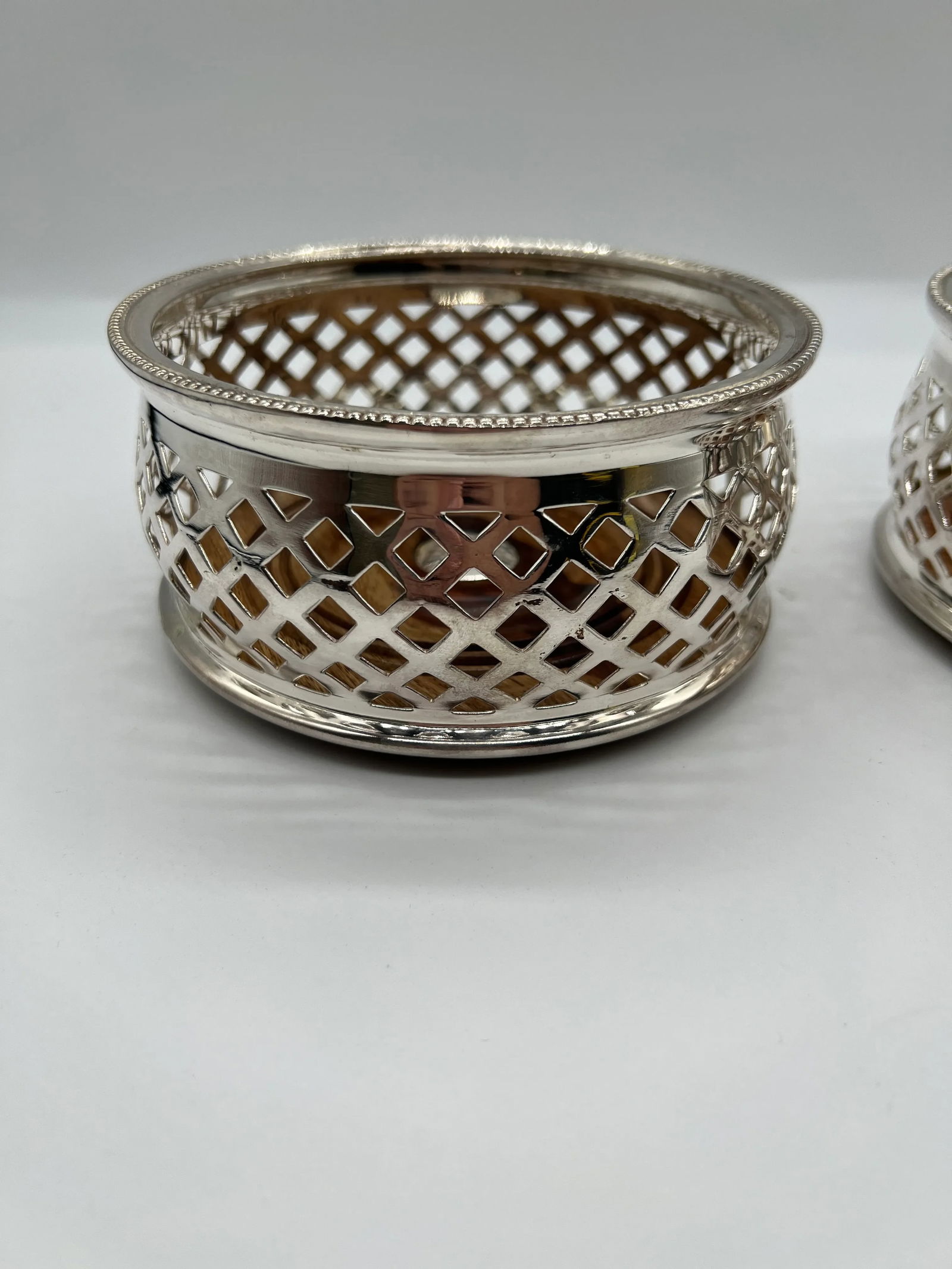 Pair, English Royal Castle Sheffield Bottle Holder or Coasters - 4