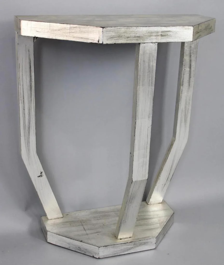 1960s Art Deco Mirror and Console Hall Table in Silver and Black - 5