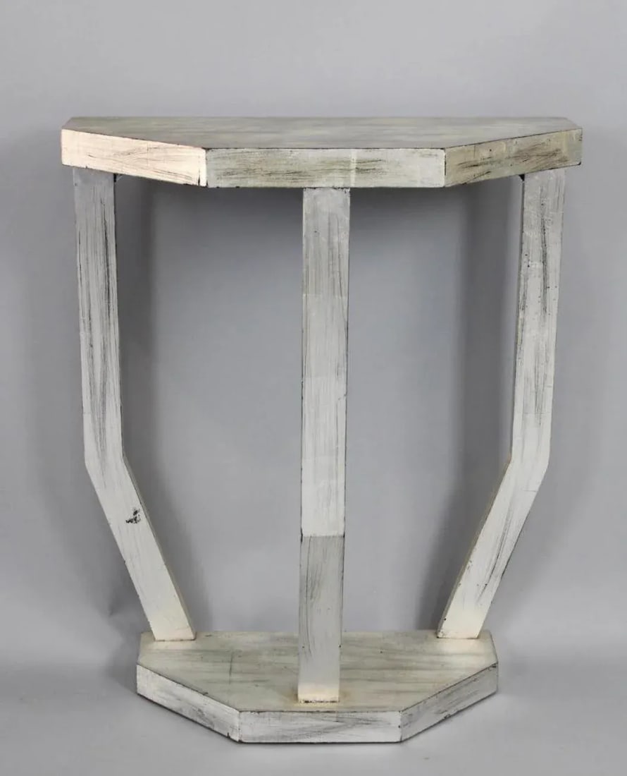 1960s Art Deco Mirror and Console Hall Table in Silver and Black - 6